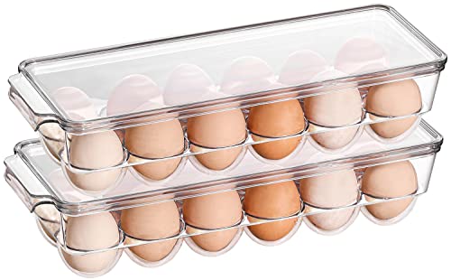 Sooyee 2 Pack Egg Holder for Refrigerator, Plastic Egg Storage Cont...