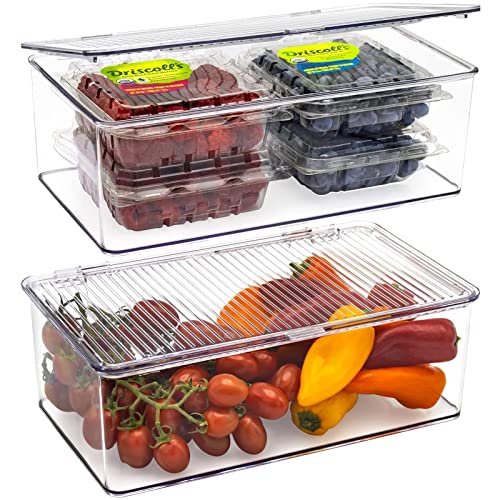Sorbus Pantry Storage Organizer with Lids- Clear Plastic Refrigerat...