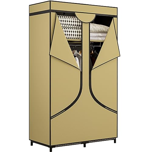 SORCEDAS Portable Wardrobe Closet Storage Organizer Metal Hanging R...