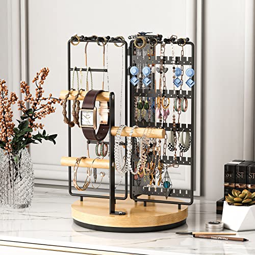 Sowone Jewelry Organizer Stand, 360 Rotatable Earring Holder Organi...