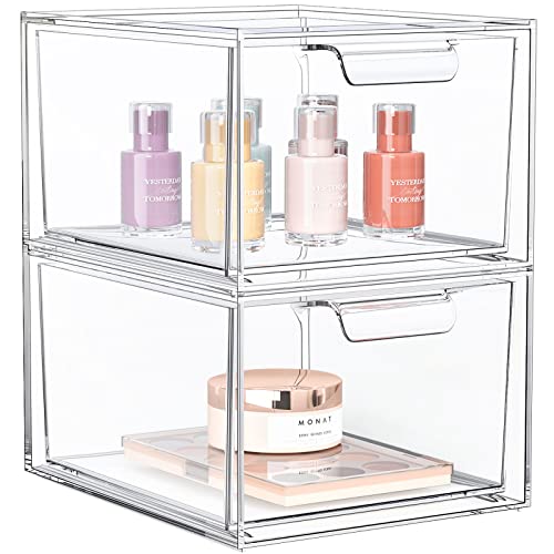 SpaceHacks 2 Pack Stackable Makeup Organizer and Storage, Acrylic O...