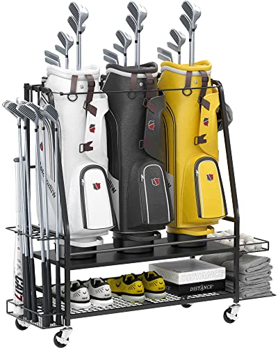 Staransun Golf Bag Storage Garage Organizer for 3 Golf Bags - Golf ...