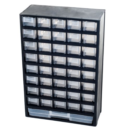 Storage Bin with Drawers - 41-Drawer Plastic Tool Organizer - Hardw...