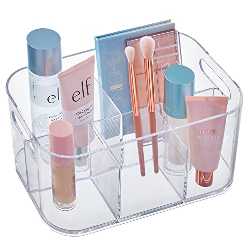 STORi Bliss 5-Compartment Plastic Cosmetic Organizer | Clear | Rect...