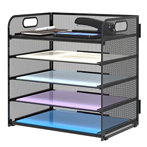 Supeasy 5 Trays Paper Organizer with Handle - Mesh Desk File Letter...