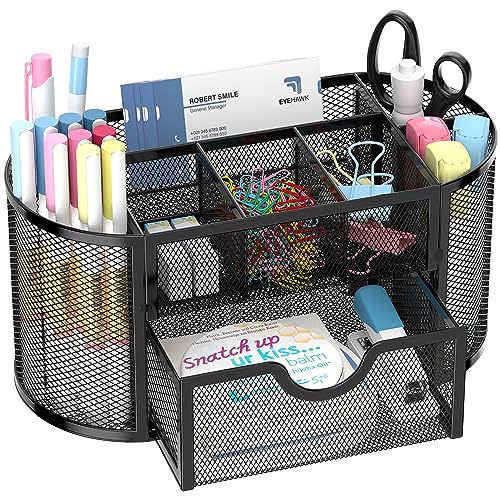 SUPEASY Small Metal Desk Organizer with Drawers, Desk Accessories &...