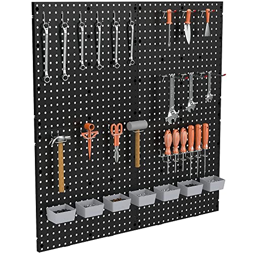 TNINE Black Plastic Pegboard Wall Organizer, 4 Pack of 17.5 x 17.5 ...