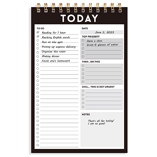 To Do List Notepad - Daily Planner Undated 120 Pages, Spiral To Do ...