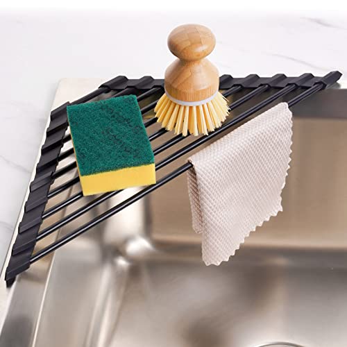 Tomorotec Small Triangle Roll-Up Dish Drying Rack with Silicone Coa...