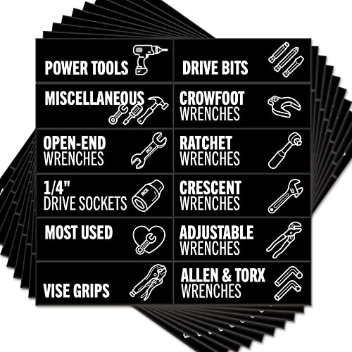 Toolbox Organization Magnetic Labels - 80 Large, Tool Chest Organiz...