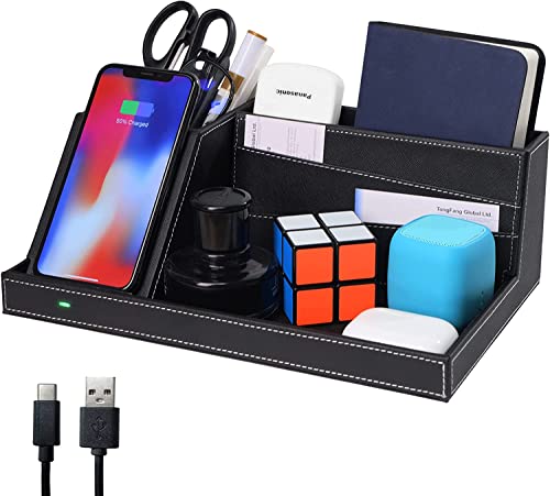 Topmade Fast Wireless Charger with Desk Organizer USB Charging Stat...