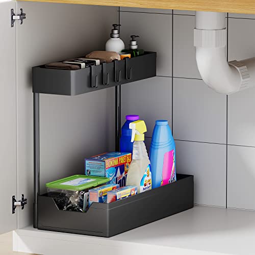UINOFLE Under Sink Organizers and Storage, 2 Tier Sliding Cabinet O...