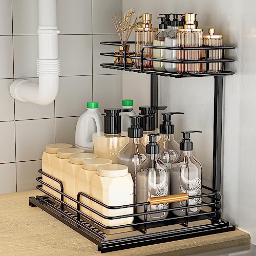 Under Sink Organizers and Storage, 2-Tier Bathroom Kitchen Cabinet ...