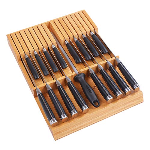 Utoplike In-drawer Knife Block Bamboo Kitchen Knife Drawer Organize...