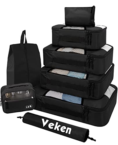 Veken 8 Set Packing Cubes for Suitcases, Travel Bag Organizers for ...