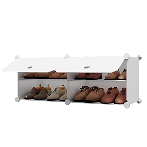 VIPZONE 8 Pair Shoe Rack Small DIY Shoe Storage Shelves Closet Shoe...