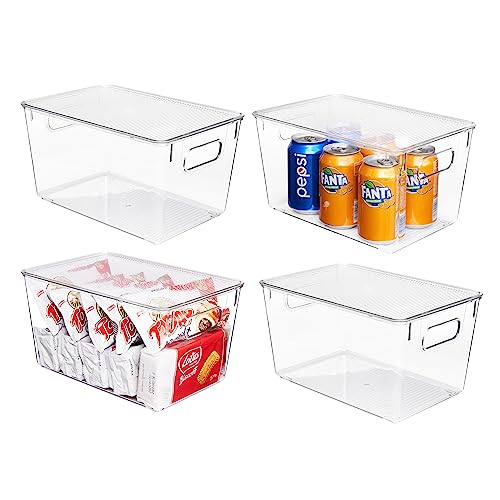 Vtopmart 4 Pack Clear Stackable Storage Bins with Lids, Large Plast...