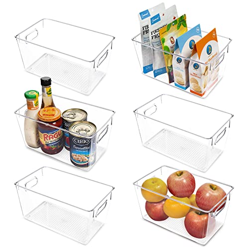 Vtopmart Clear Plastic Pantry Organizer Bins, 6 PCS Food Storage Bi...