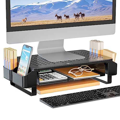 WALI Monitor Stand with Storage, Office Desk Organizer with Drawer ...