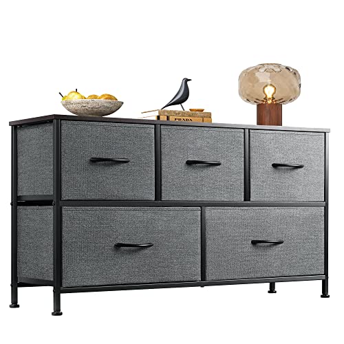 WLIVE Dresser for Bedroom with 5 Drawers, Wide Chest of Drawers, Fa...