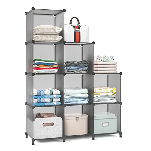 Wolizom Cube Storage Organizer, 9-Cube Grey Closet Storage Shelves,...