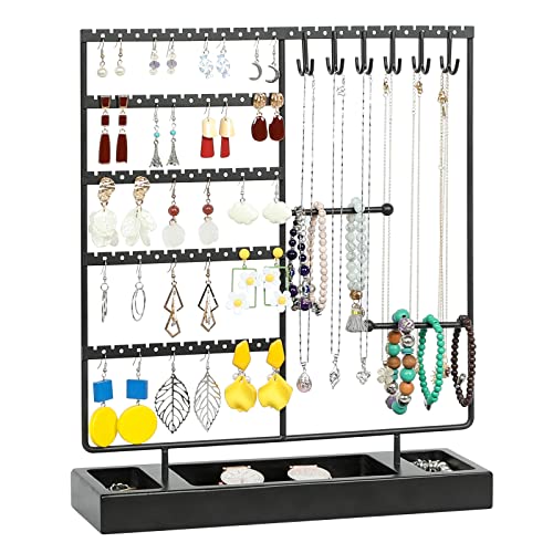 X-cosrack Earring Holder,5-Tier Ear Stud Holder with Wooden Tray,Je...