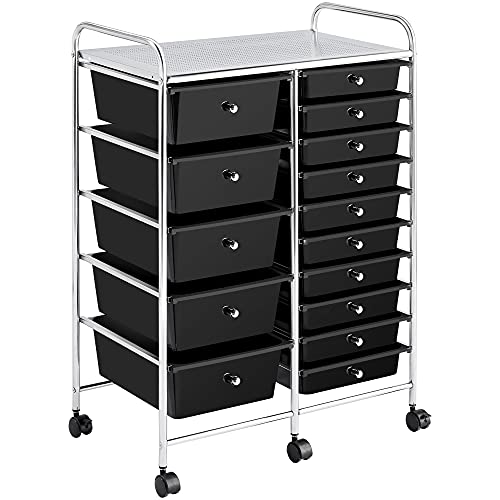 Yaheetech 15 Drawers Rolling Storage Cart Multipurpose Mobile Rolli...