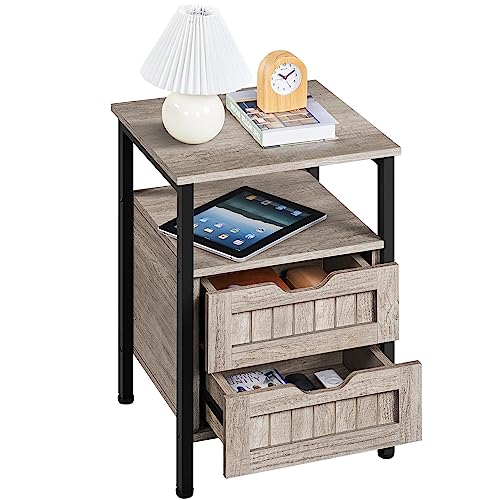 Yaheetech Nightstand with 2 Drawers and Open Shelf, Bedside Table B...