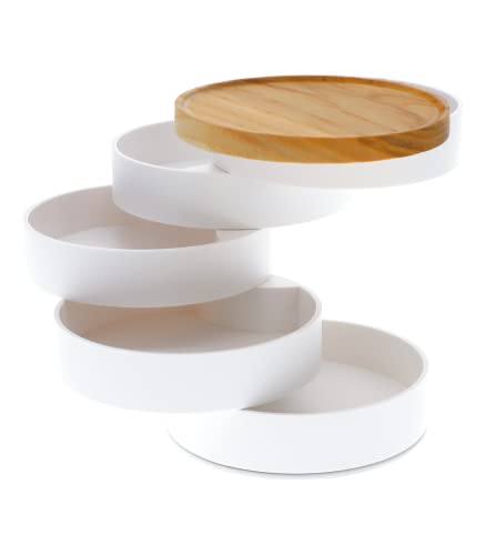 YAMAZAKI Home Tosca Stacked Accessory Trays With Wooden Lid - Open ...