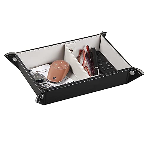 YAPISHI Key Tray Large for Men Leather Entryway Dish Bedside Catcha...