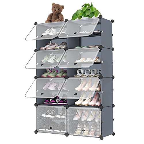 YIHATA Shoe Rack Organizer, 32 Pair Shoe Storage Cabinet with Door ...