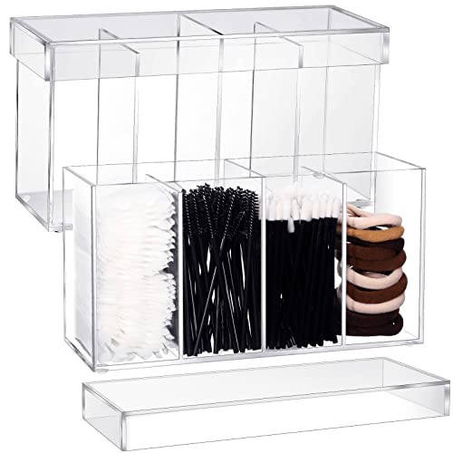 Yulejo 4 Compartment Acrylic Makeup Organizer and Storage with Lid ...