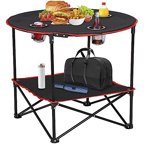 ZENY Portable Folding Picnic Table Outdoor Camping Table with 4 Cup...