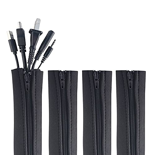 Zipper Cable Sleeve by Wrap-It Storage - 24  x 4  (4-Pack) Black - ...