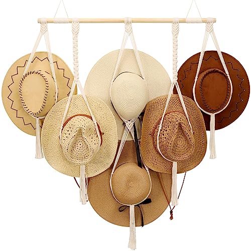 ZYP Macrame Hat Hangers Boho Hat Rack for Wall Hat Holder Display O...