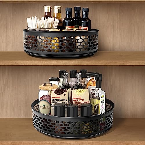 2 Pack Lazy Susan Turntable for Cabinet Table, 10  & 9  Metal Steel...