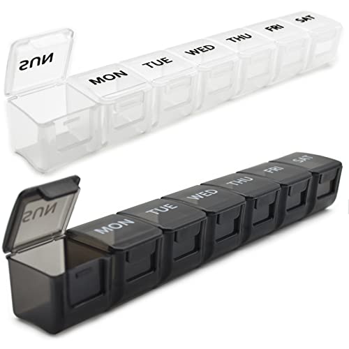 2 Pack Weekly Pill Organizer, Large 7 Day Pill Case, Daily Vitamin ...