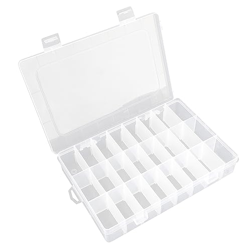 24 Grids Plastic Organizer Box With Dividers Clear Craft Storage Be...