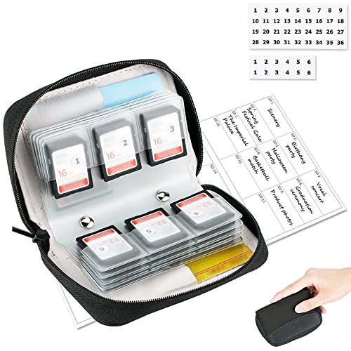 (24 SD + 4 CF) 28 Slots SD Card Holder Case with Labels, Memory Car...