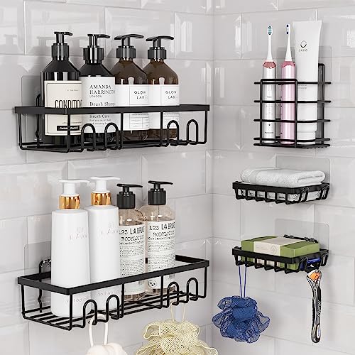 5 Pack Shower Caddy, Strong Adhesive Shower Organizer Shelf with Ho...