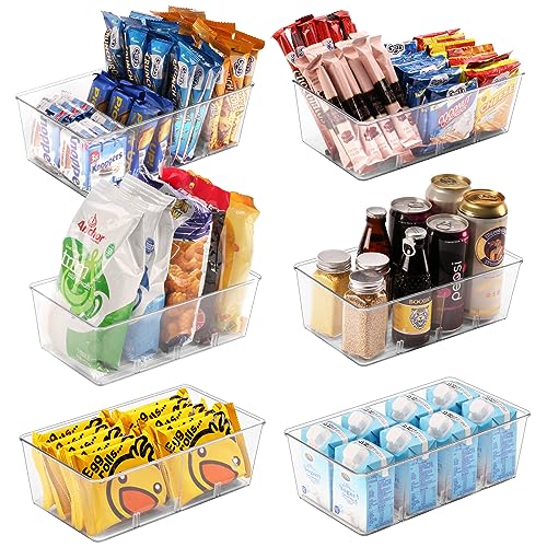 6 Pack Food Storage Organizer Bins, Hronta Clear Plastic Storage Bi...