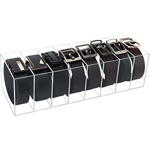 8 Grids Belt Organizer, Acrylic Belt Case with 8 Compartments Stora...