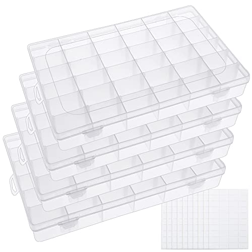 BAKHUK 4 Pack 36 Grids Clear Plastic Organizer Box Storage Containe...
