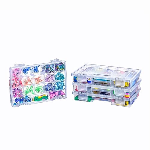 BangQiao 4 Pack Clear Plastic Storage Organizer Box with 15 Adjusta...