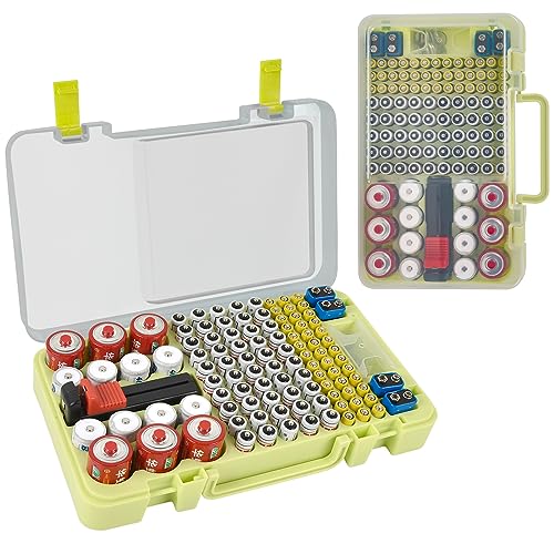 Battery Organizer Storage Case with Tester Checker. Batteries Holde...