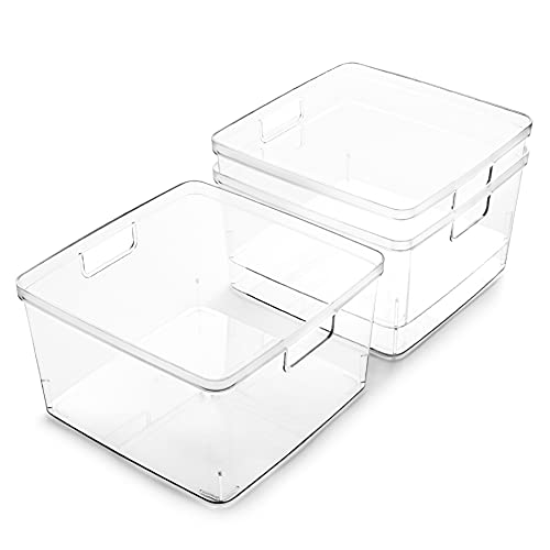 BINO | Plastic Storage Bins, Square - 3 Pack | THE LUCID COLLECTION...