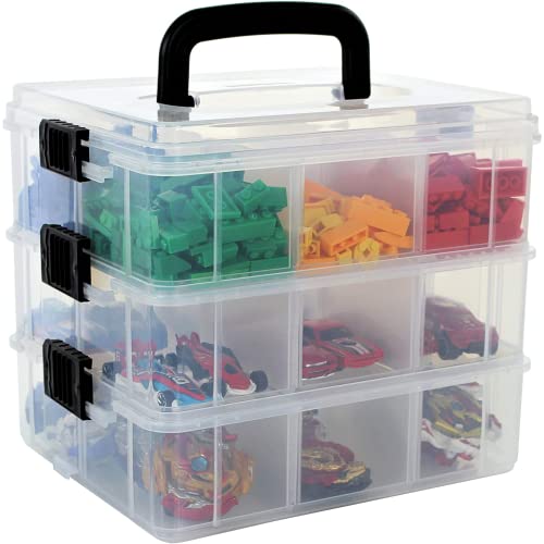 Bins & Things Clear 3 Tier Stackable Storage Containers with lids 1...