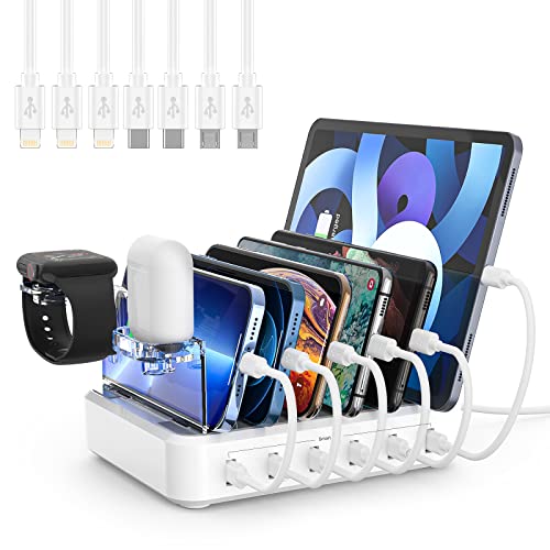 Charging Station for Multiple Devices,60W 6 Port Charger Station wi...