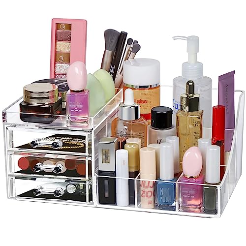 Clear Makeup Organizer with Drawers, Acrylic Bathroom Countertop Or...