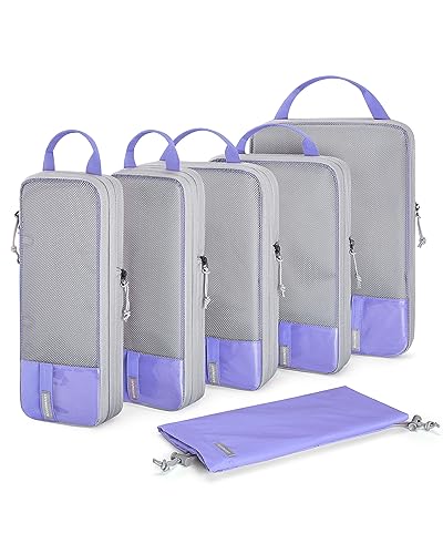 Compression Packing Cubes for Suitcases, BAGSMART 6 Set Travel Esse...